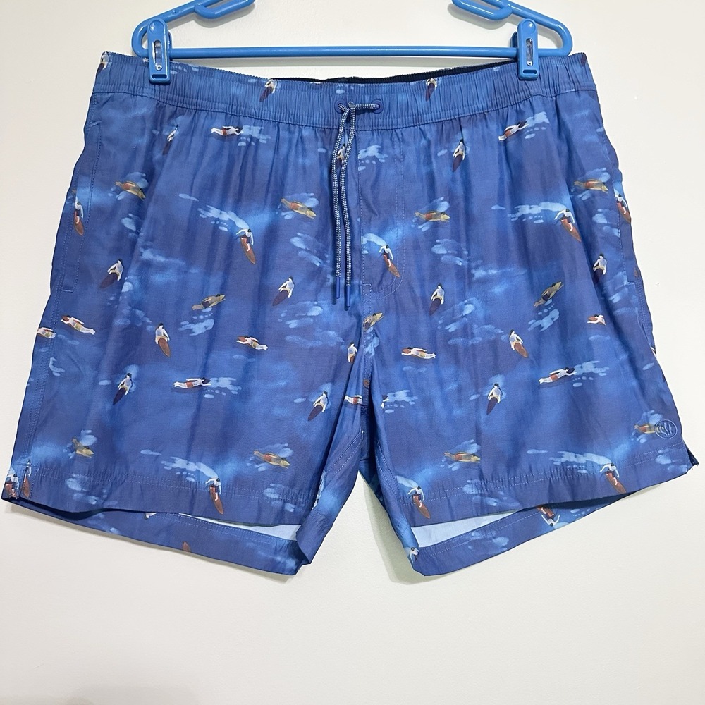 Fat Face Men's Swim Trunk Blue Swim Shorts Blue Sz‎ 2XL Beach Surfer Vacation